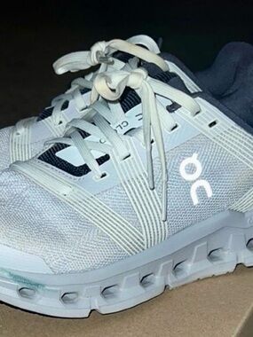 On Running Women’s White and Navy Cloudstride Running Shoes